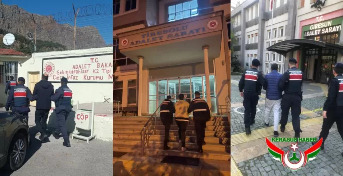 Jandarma’dan; Giresun, Bulancak, Tirebolu, Şebinkarahisar ve Keşap’ta 5 Tutuklama